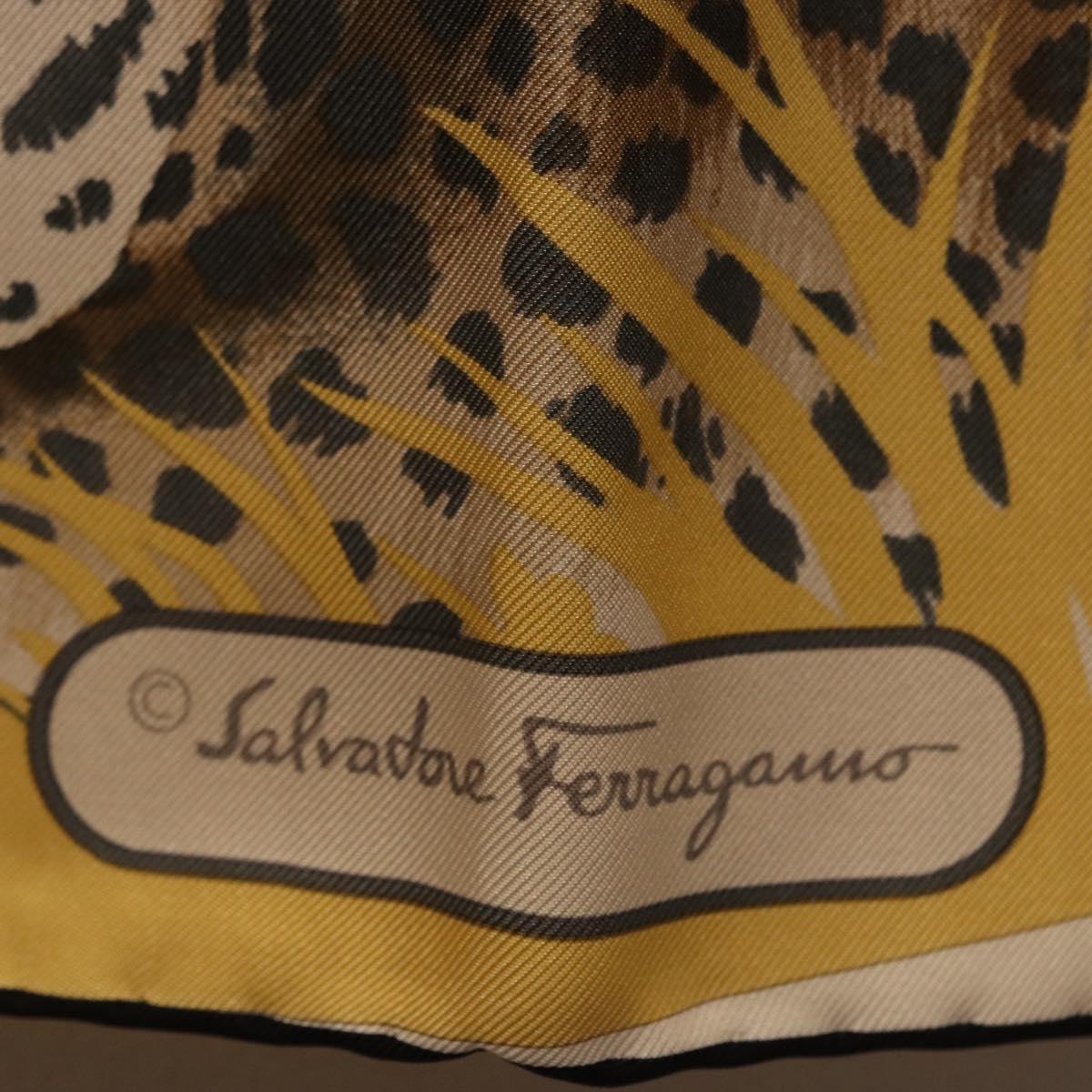 Salvatore Ferragamo Leopard Scarf Silk Multicolor Auth am12346M