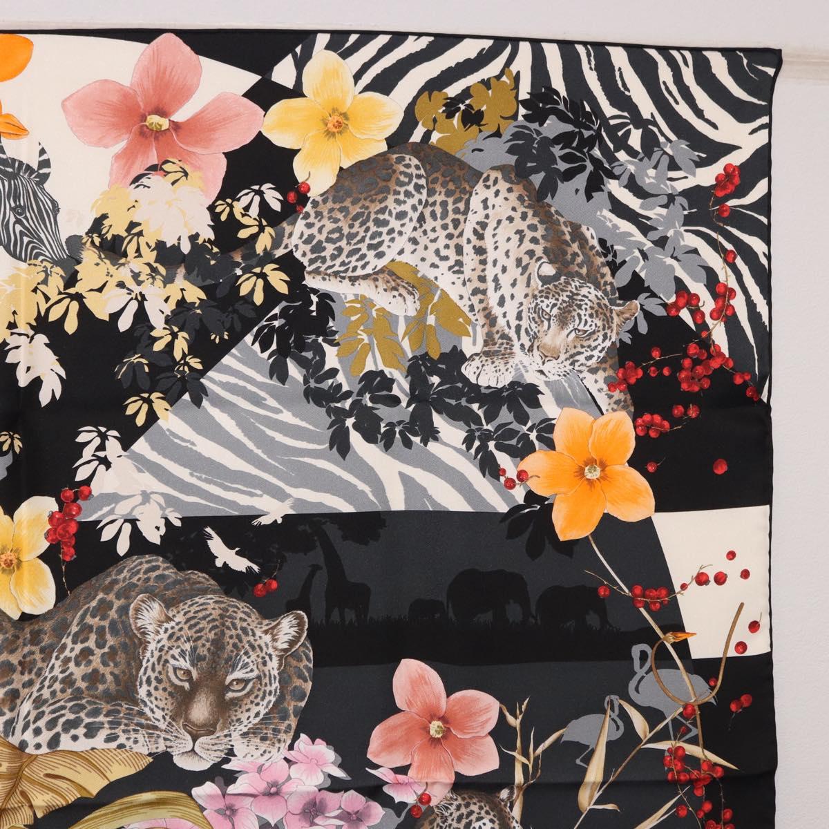 Salvatore Ferragamo Leopard Scarf Silk Multicolor Auth am12346M