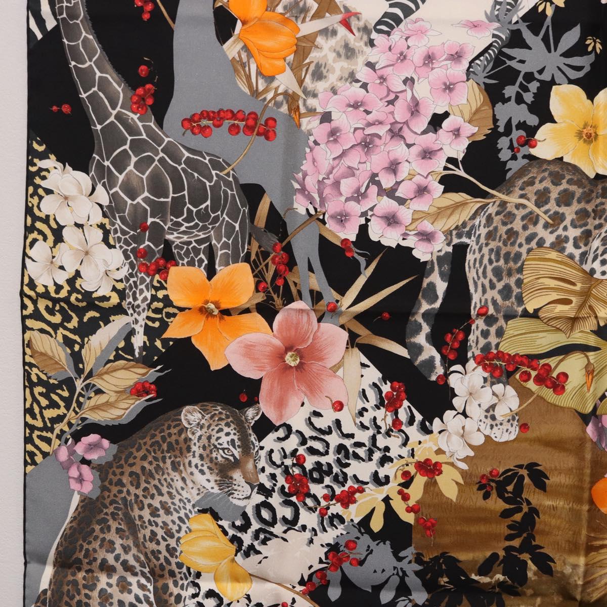 Salvatore Ferragamo Leopard Scarf Silk Multicolor Auth am12346M