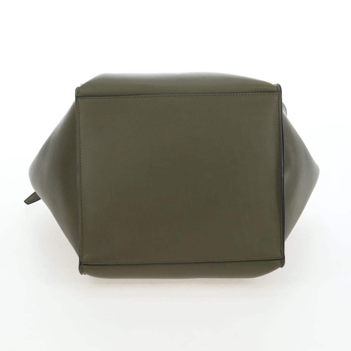 CELINE Big Bag Small Hand Bag Leather Khaki Silver Auth am12347M
