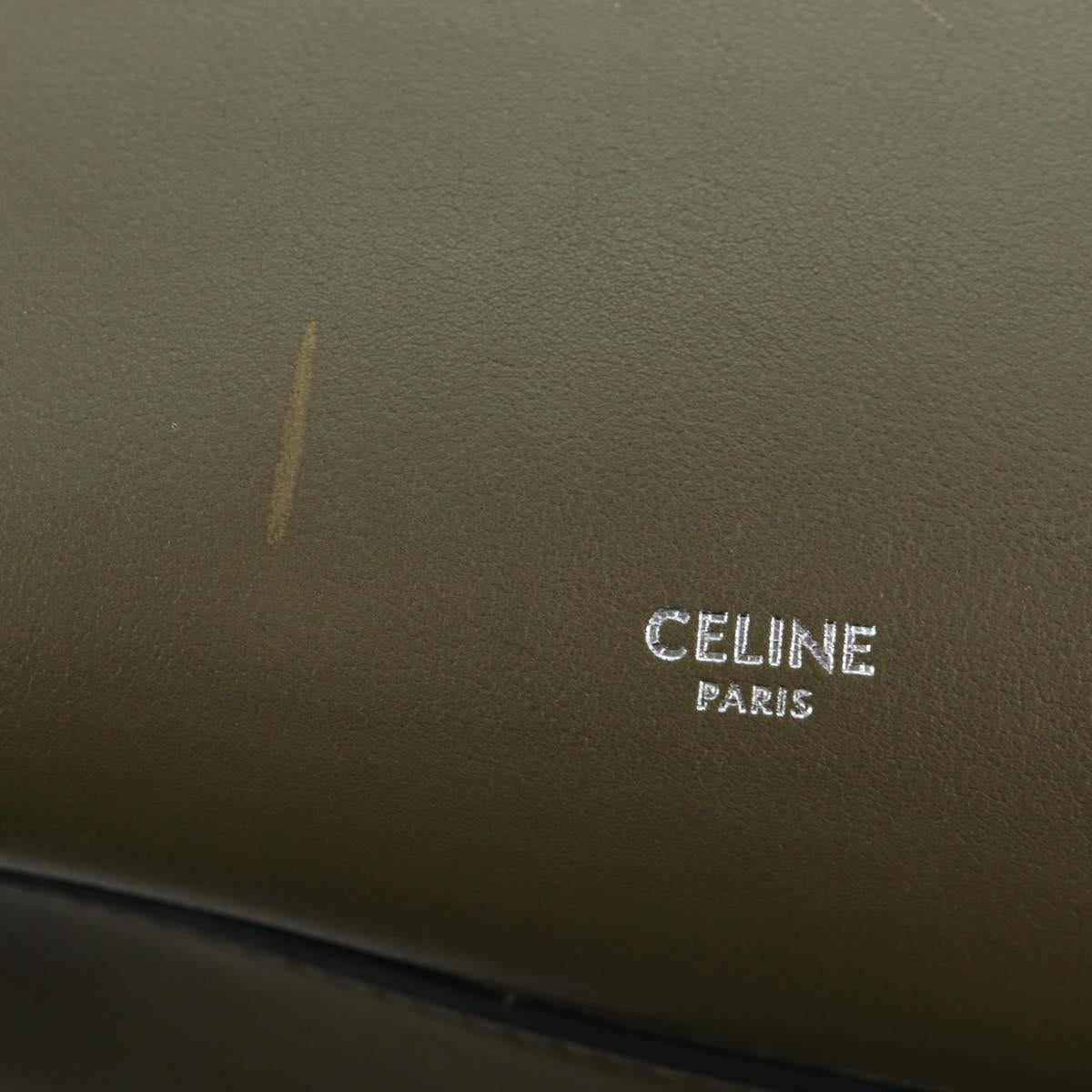 CELINE Big Bag Small Hand Bag Leather Khaki Silver Auth am12347M