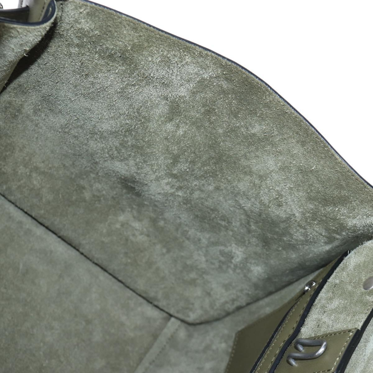 CELINE Big Bag Small Hand Bag Leather Khaki Silver Auth am12347M