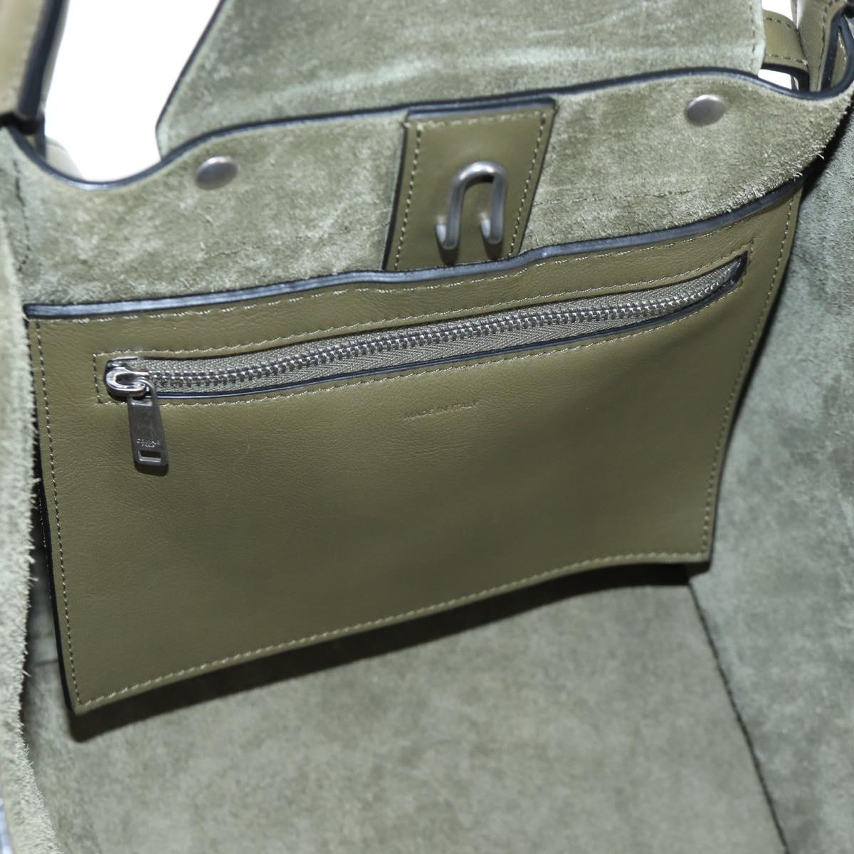 CELINE Big Bag Small Hand Bag Leather Khaki Silver Auth am12347M