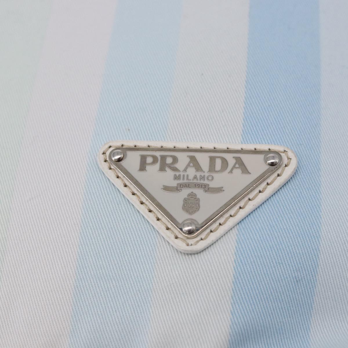 PRADA Tote Bag Canvas 2way Light Blue Silver B2052G Auth am12349A
