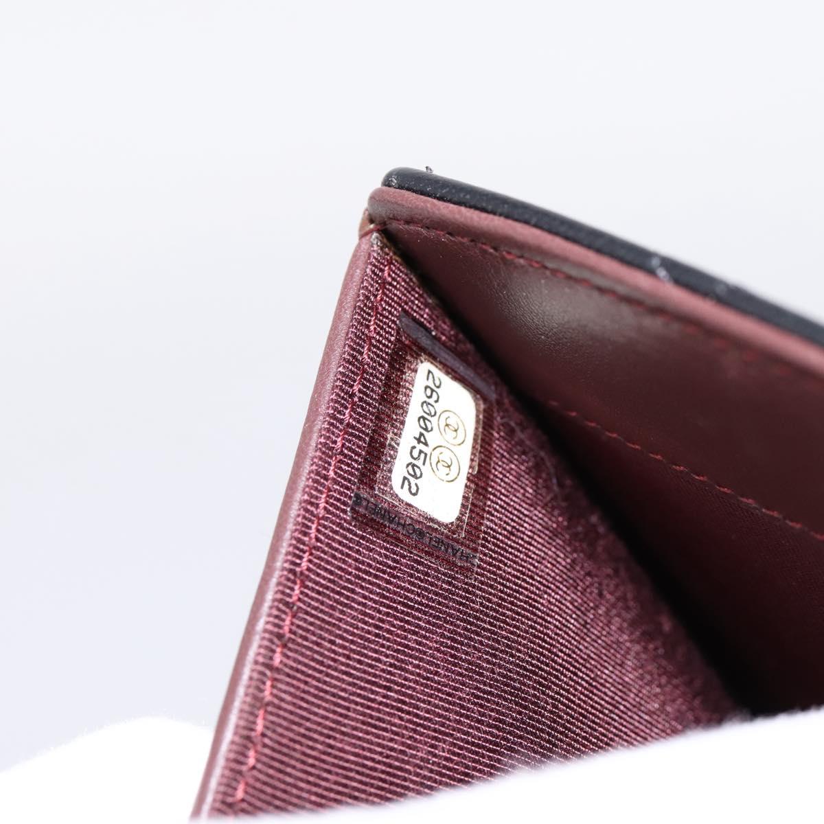 CHANEL Matelasse Long Wallet Lamb Skin Black CC Auth am12350M