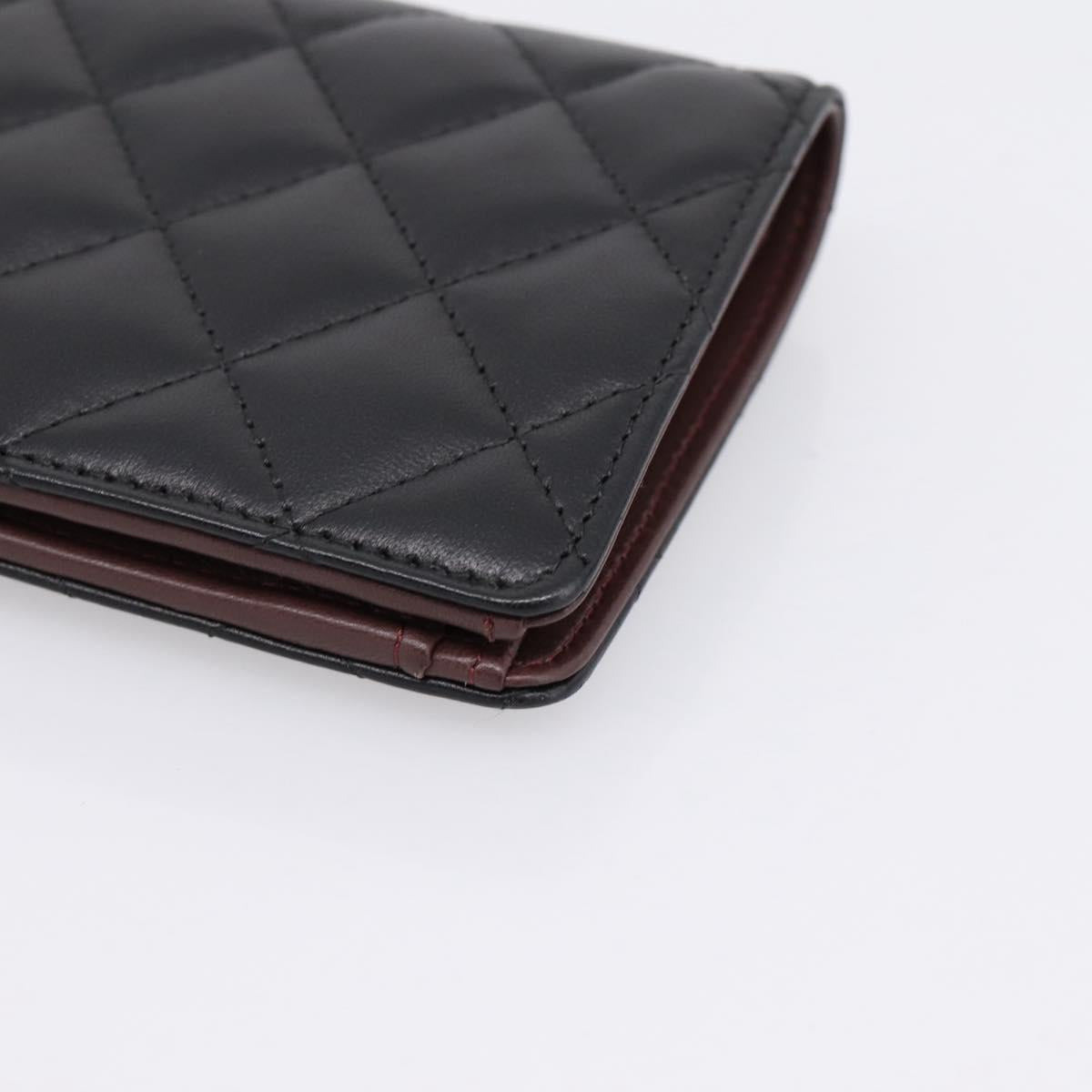 CHANEL Matelasse Long Wallet Lamb Skin Black CC Auth am12350M
