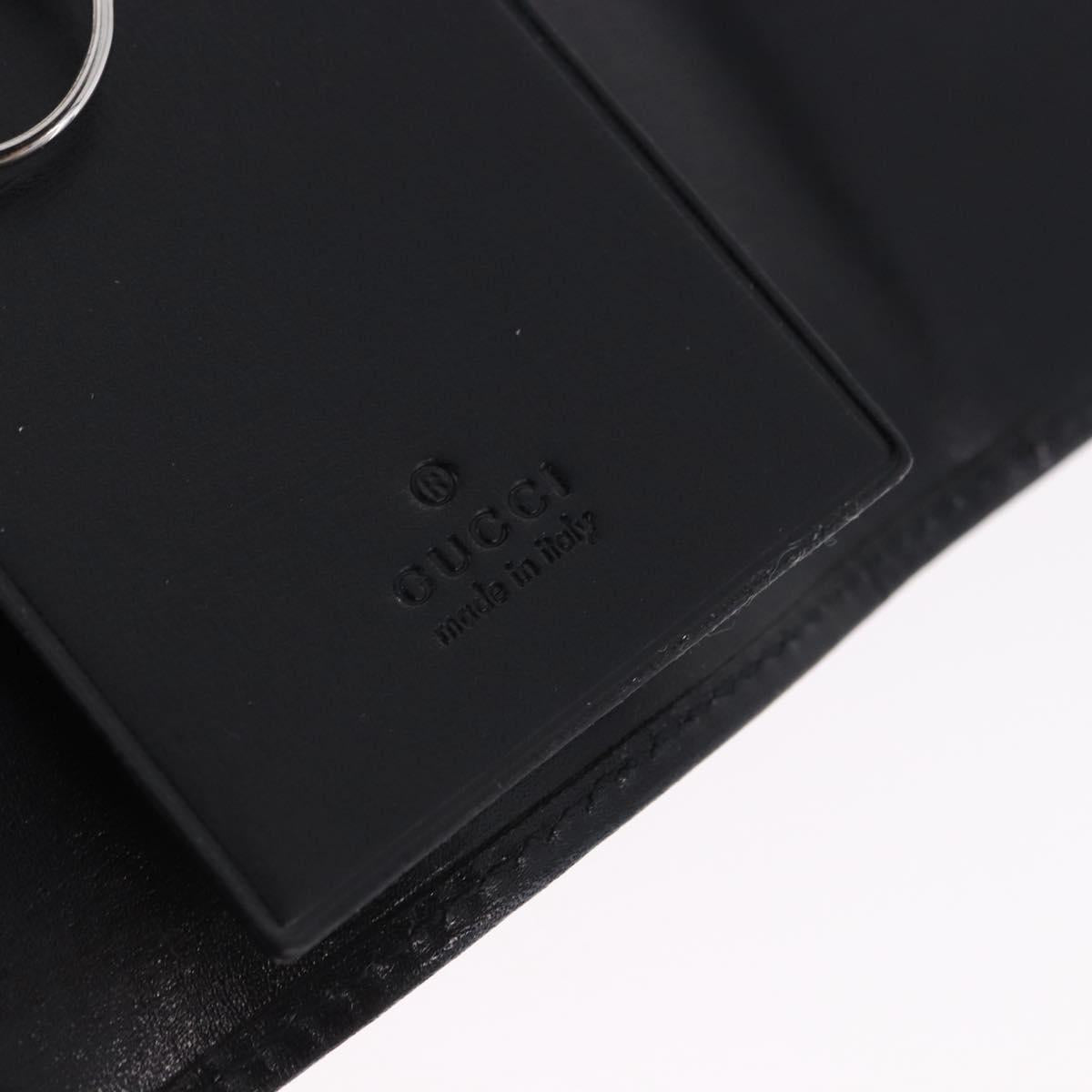 GUCCI Interlocking Key Case Leather Black Silver 115225 Auth am12352V