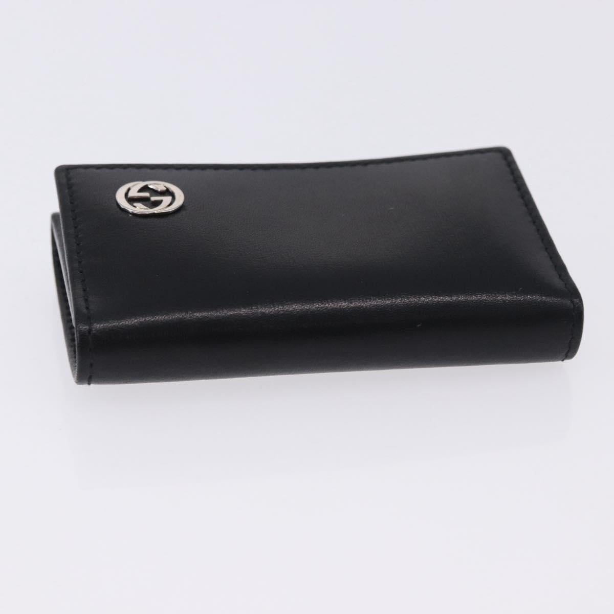 GUCCI Interlocking Key Case Leather Black Silver 115225 Auth am12352V