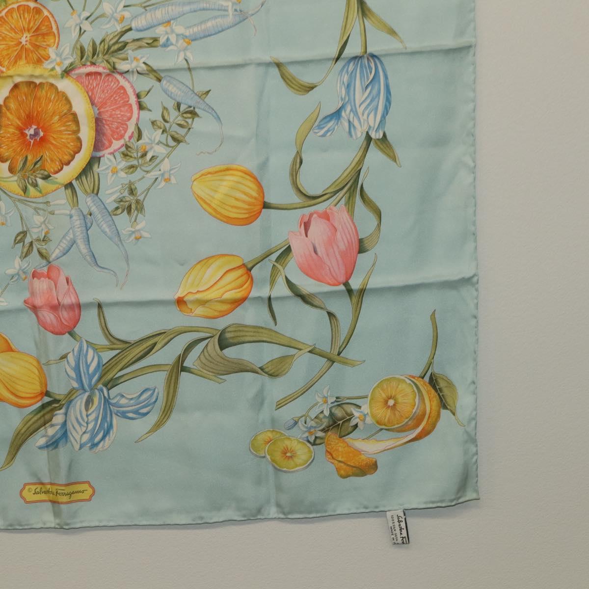 Salvatore Ferragamo Scarf Silk 2 Set Navy Light Blue Auth am12357