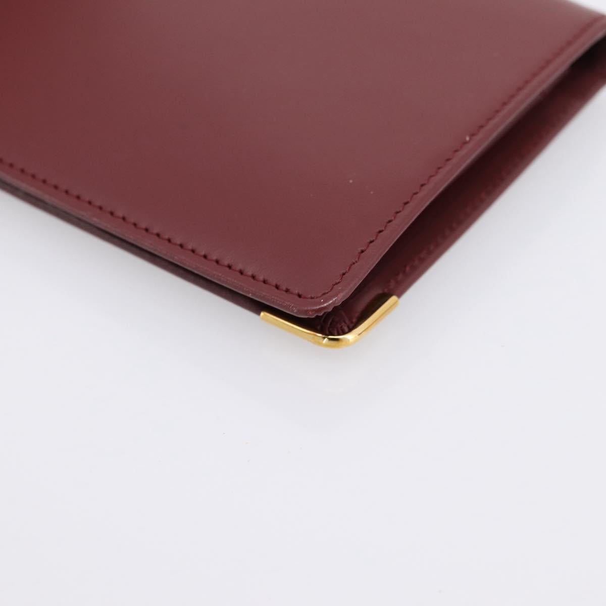 CARTIER Must Line Long Wallet Leather Bordeaux Gold Auth am12366V