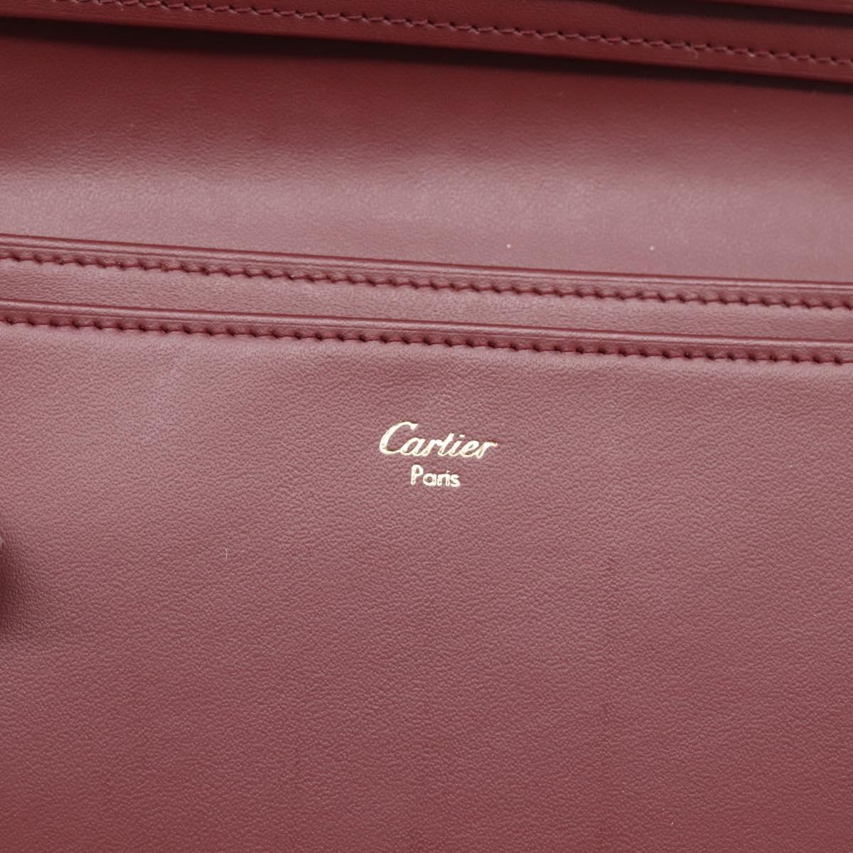 CARTIER Must Line Long Wallet Leather Bordeaux Gold Auth am12366V