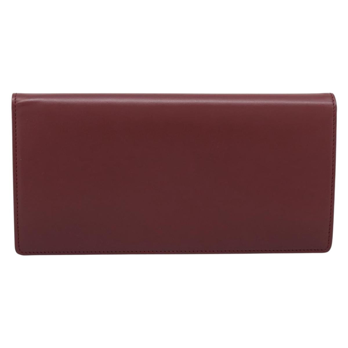 CARTIER Must Line Long Wallet Leather Bordeaux Gold Auth am12366V