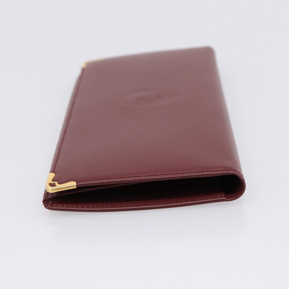 CARTIER Must Line Long Wallet Leather Bordeaux Gold Auth am12366V