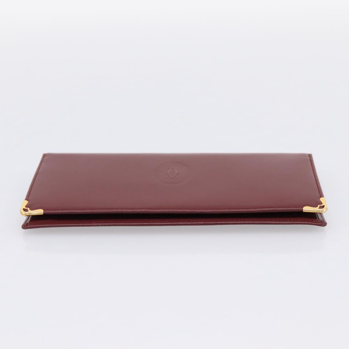 CARTIER Must Line Long Wallet Leather Bordeaux Gold Auth am12366V