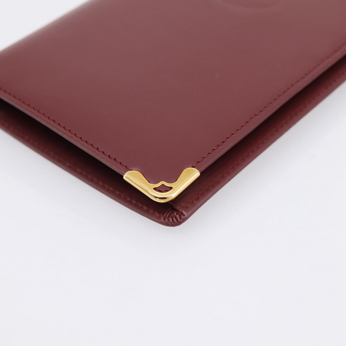 CARTIER Must Line Long Wallet Leather Bordeaux Gold Auth am12366V
