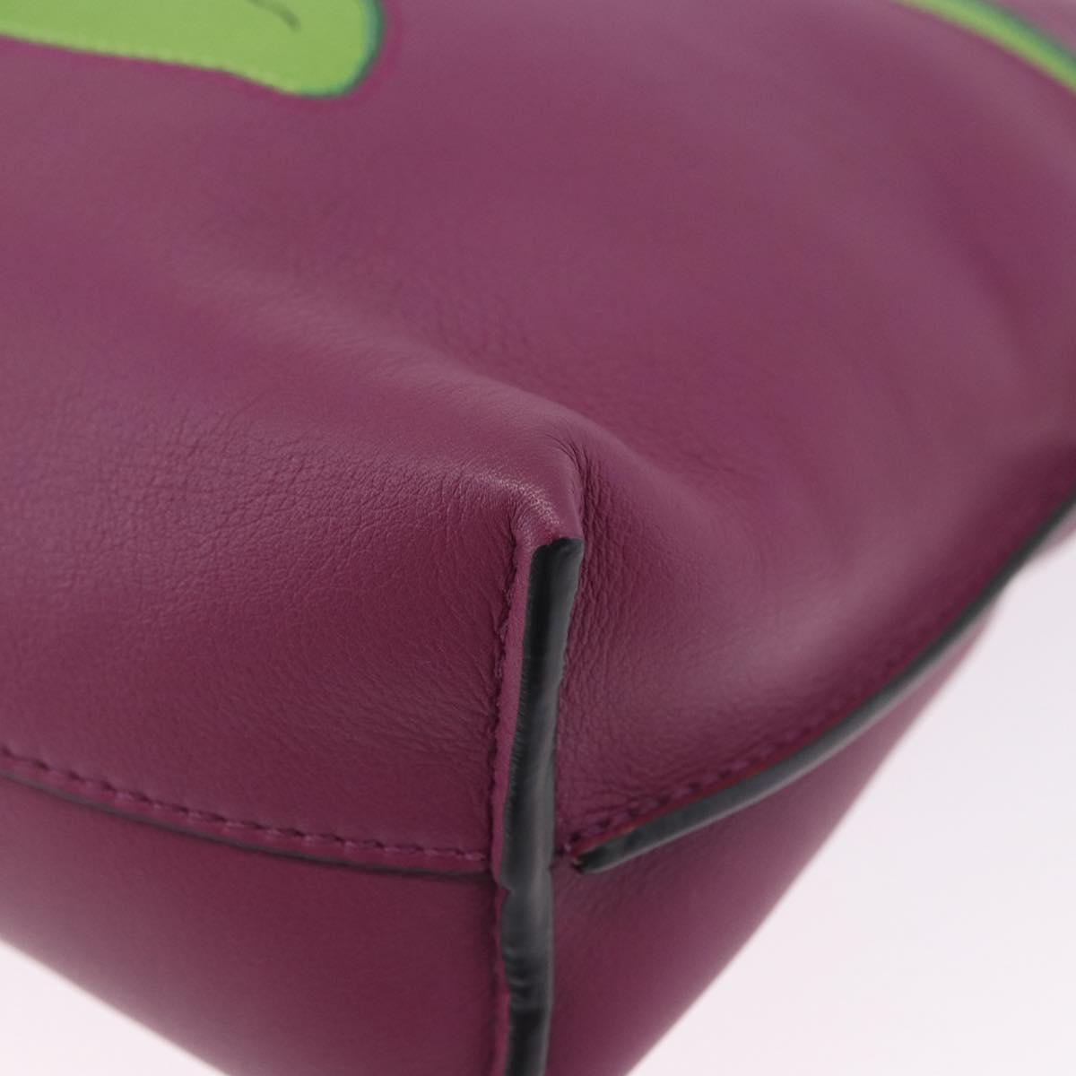 LOEWE x Ghibli Aogaeru Flamenco Clutch Mini Leather Purple Green Auth am12369SM