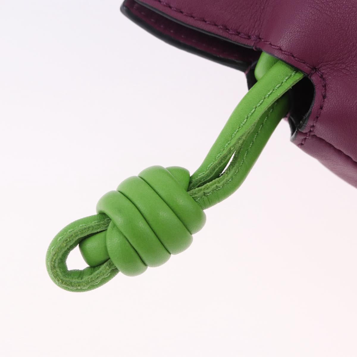 LOEWE x Ghibli Aogaeru Flamenco Clutch Mini Leather Purple Green Auth am12369SM
