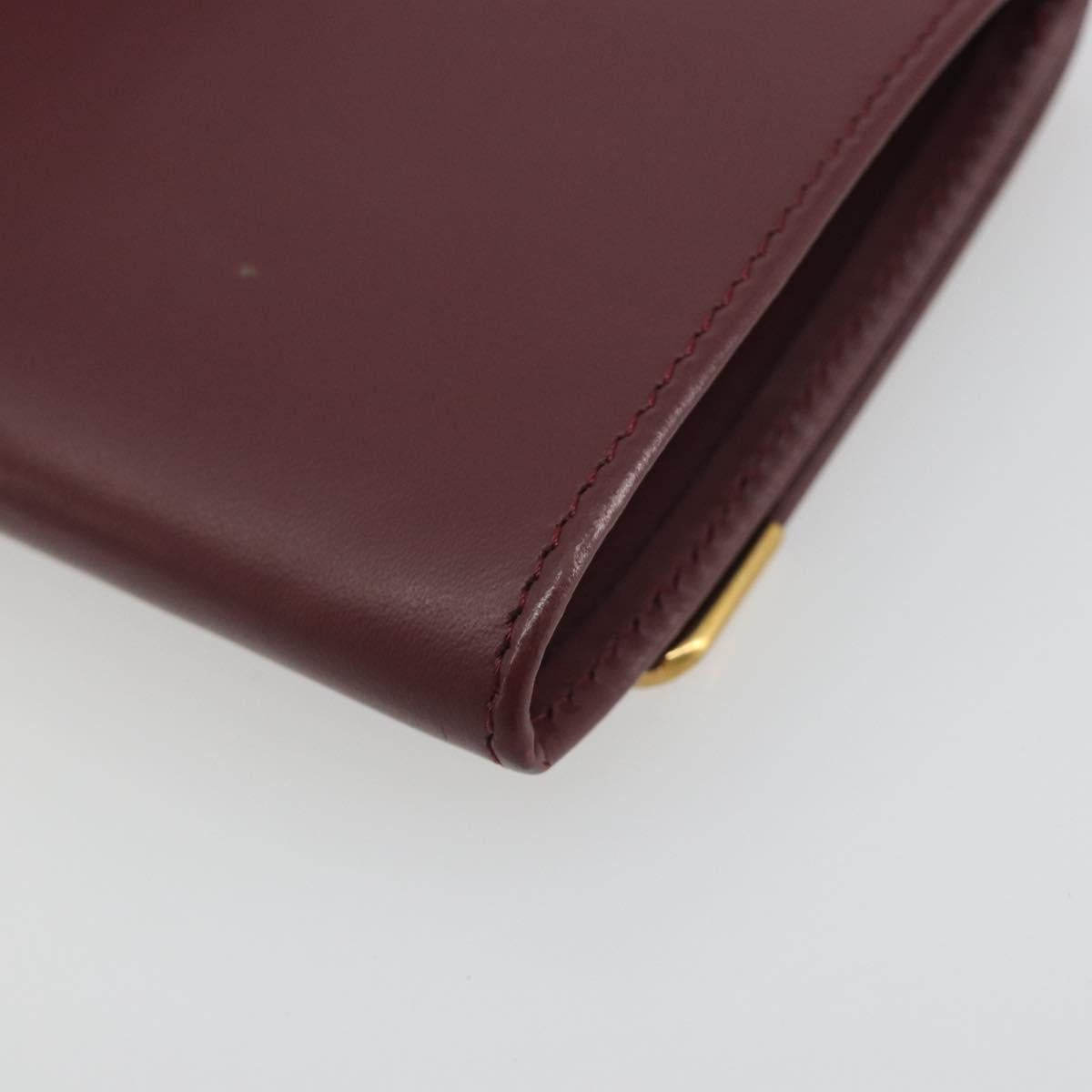 CARTIER Must Line Coin Purse Leather Bordeaux Gold Tone Auth am12371V