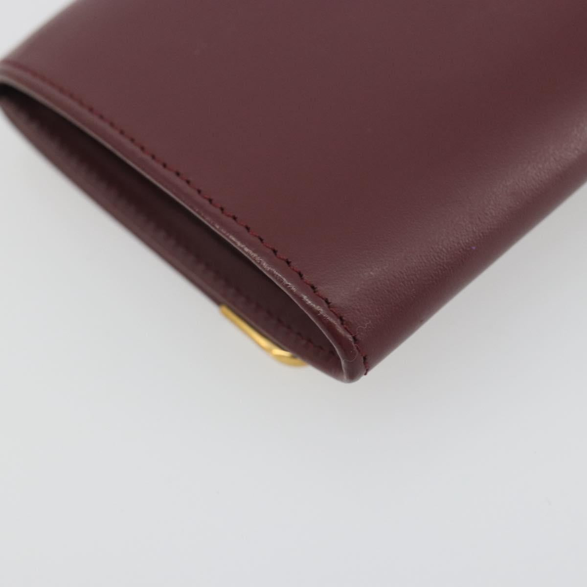 CARTIER Must Line Coin Purse Leather Bordeaux Gold Tone Auth am12371V