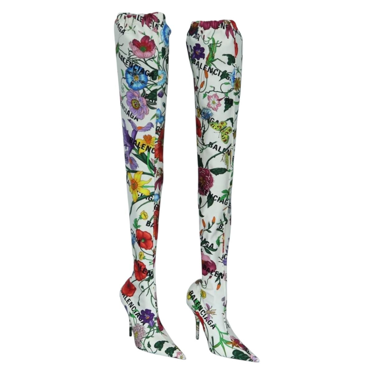 GUCCI x BALENCIAGA The Hacker Project Floral Long Heels Canvas Auth am12373SAM