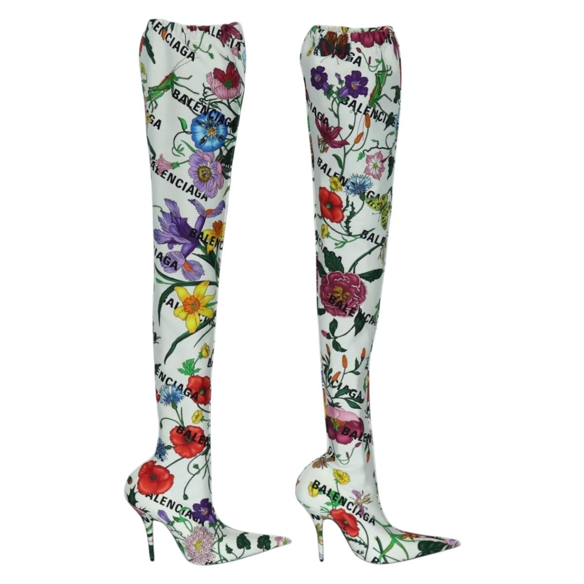 GUCCI x BALENCIAGA The Hacker Project Floral Long Heels Canvas Auth am12373SAM