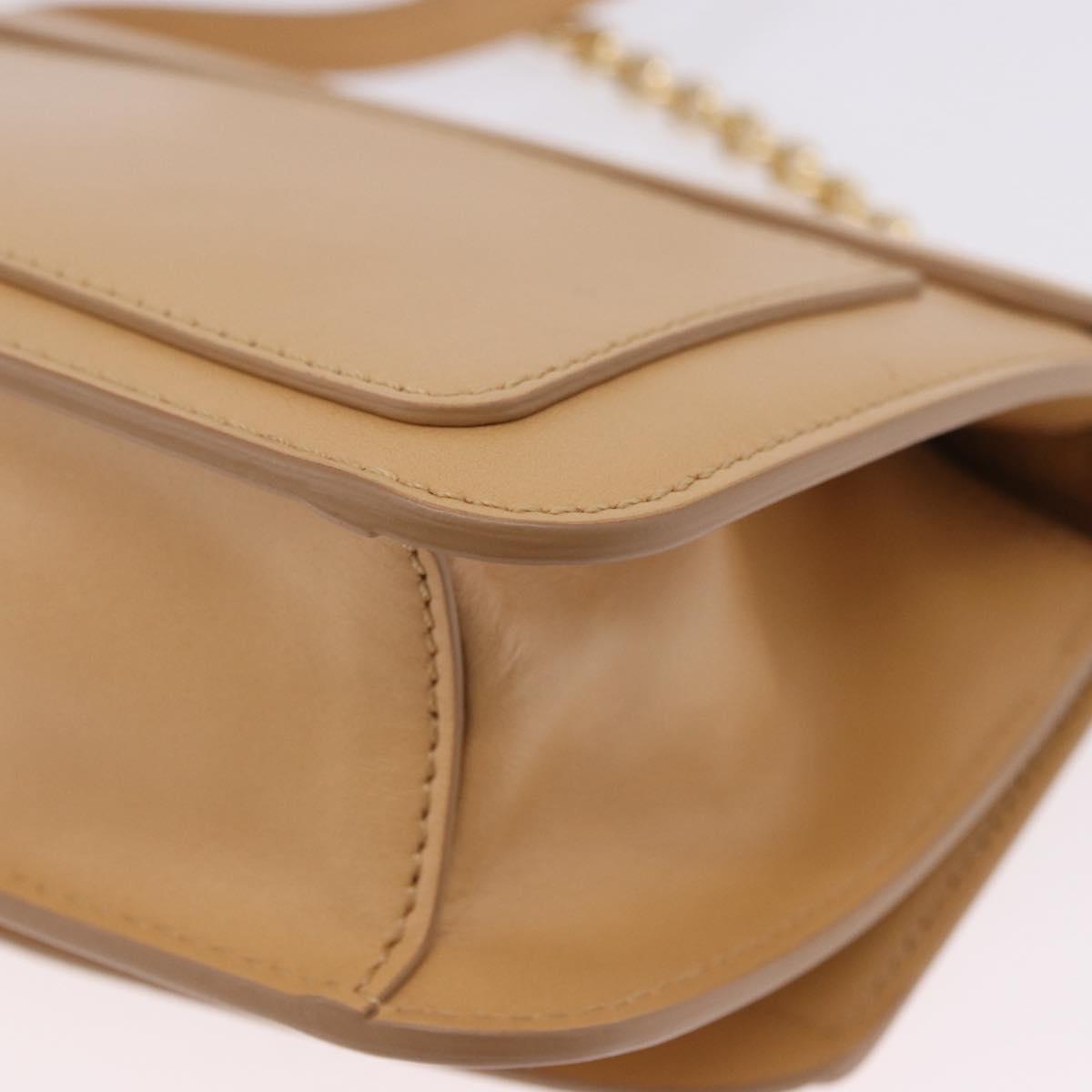 Chloe C Chain Shoulder Bag Leather Beige Gold Tone Auth am12374V