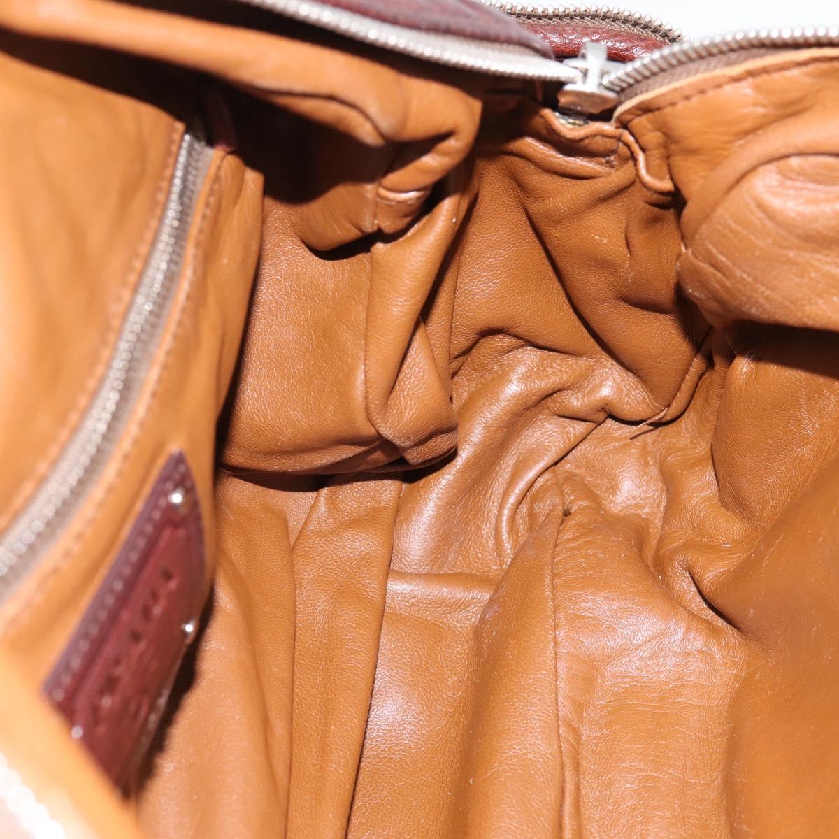 PRADA Hand Bag Leather Brown Silver BR2804 Auth am12375V