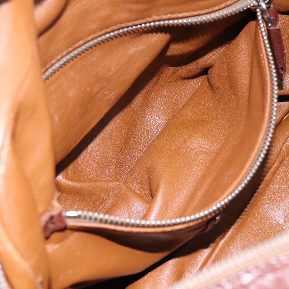 PRADA Hand Bag Leather Brown Silver BR2804 Auth am12375V