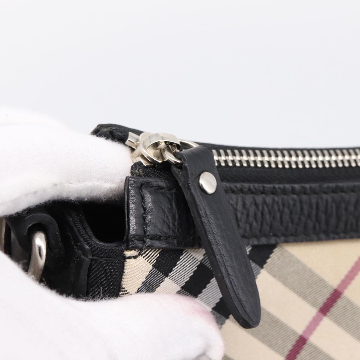 BURBERRY Nova Check Shoulder Bag Canvas Black Beige Auth am12376V