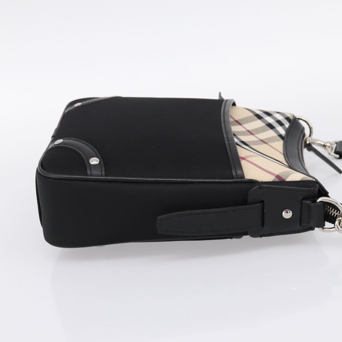 BURBERRY Nova Check Shoulder Bag Canvas Black Beige Auth am12376V