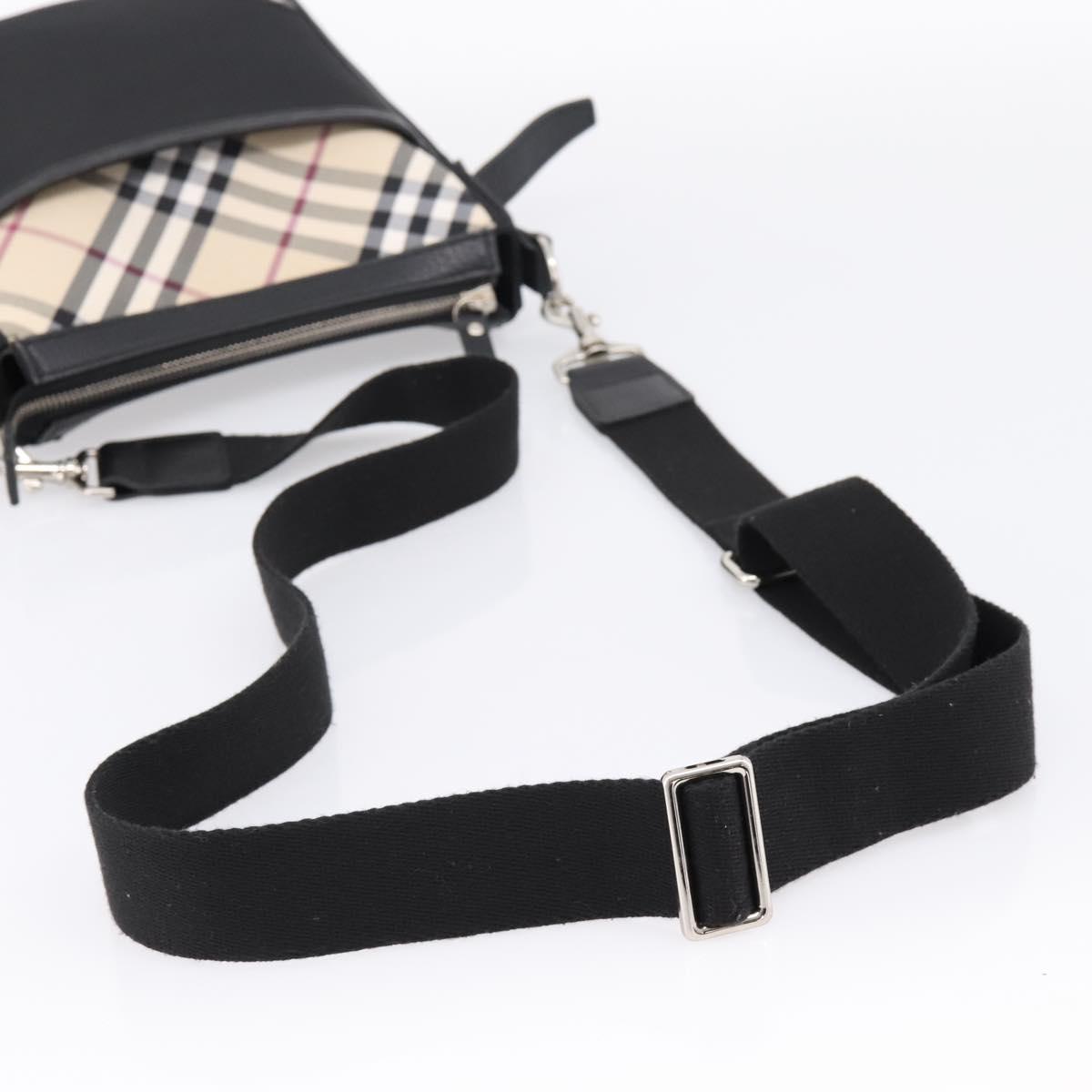 BURBERRY Nova Check Shoulder Bag Canvas Black Beige Auth am12376V