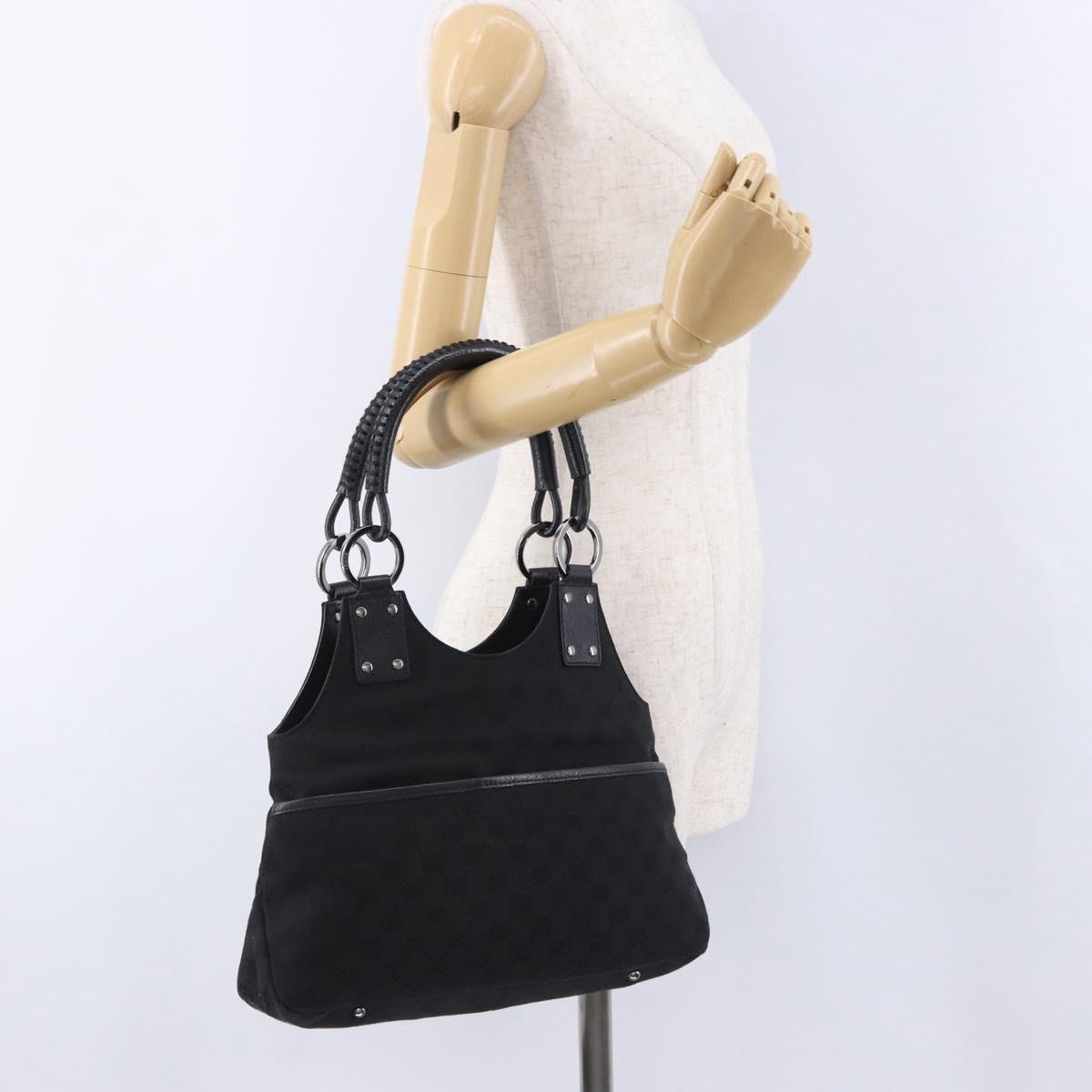 GUCCI GG Canvas Hand Bag Black Silver 131329 Auth am12380V