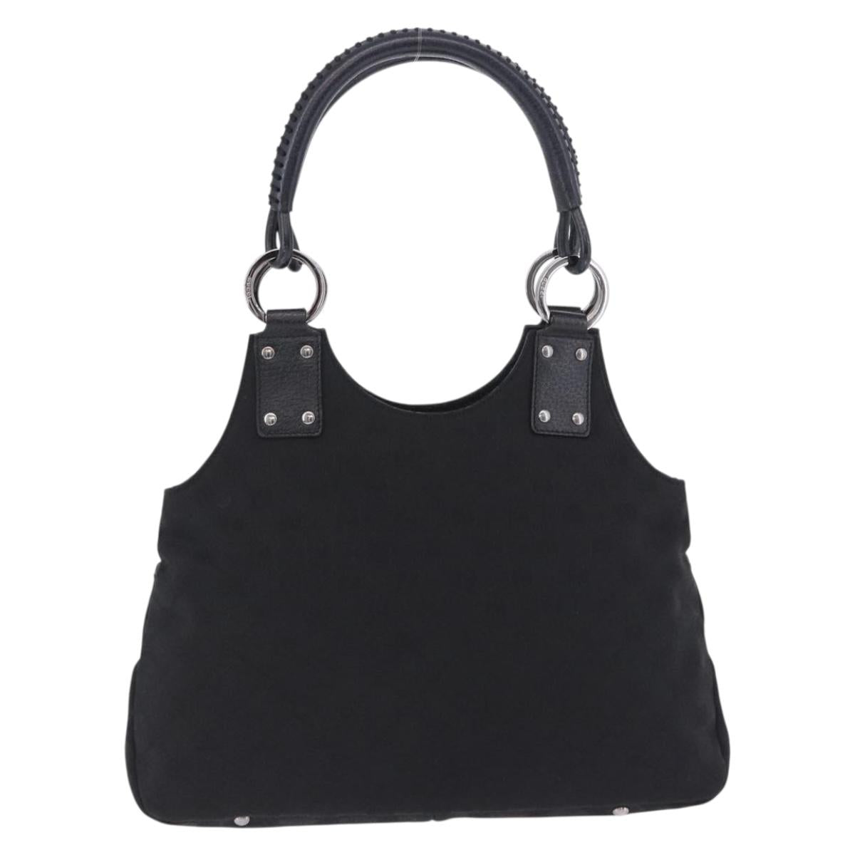 GUCCI GG Canvas Hand Bag Black Silver 131329 Auth am12380V