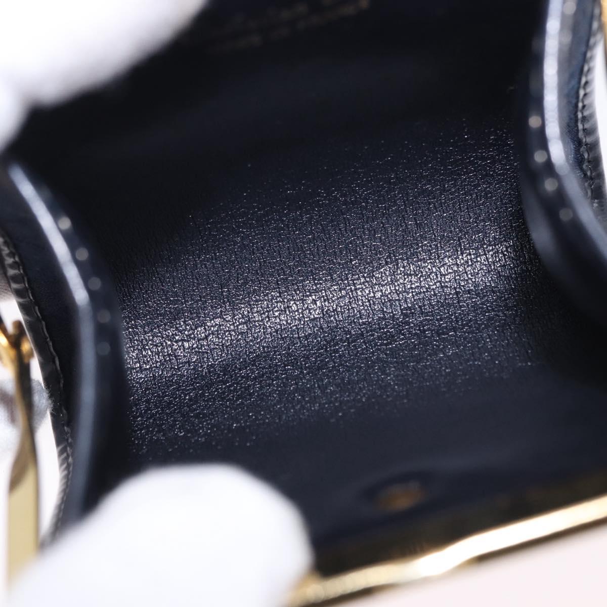 Christian Dior Trotter Canvas Coin Purse Navy Gold Auth am12381V