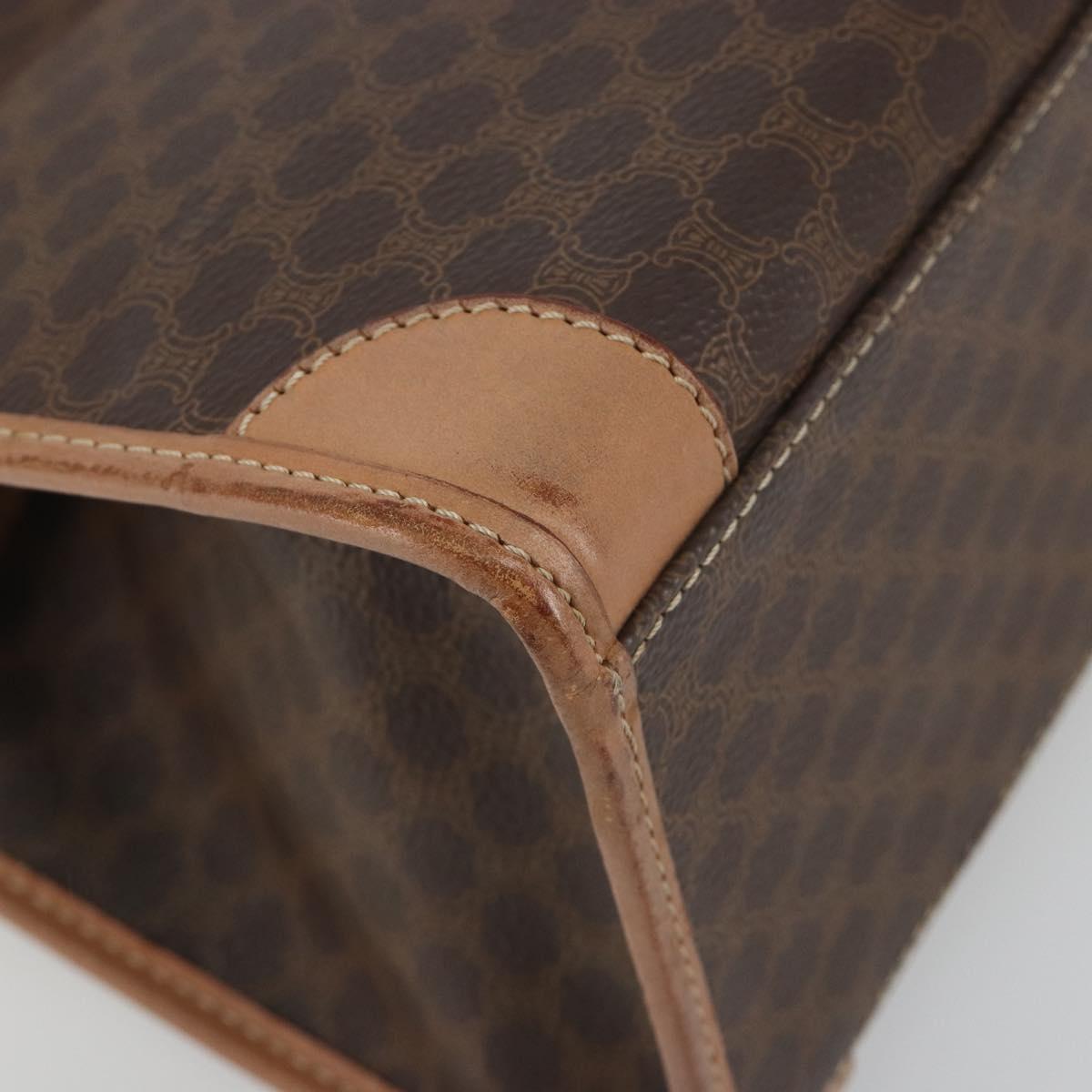 CELINE Macadam Canvas Hand Bag PVC Leather Brown Gold Auth am12382A