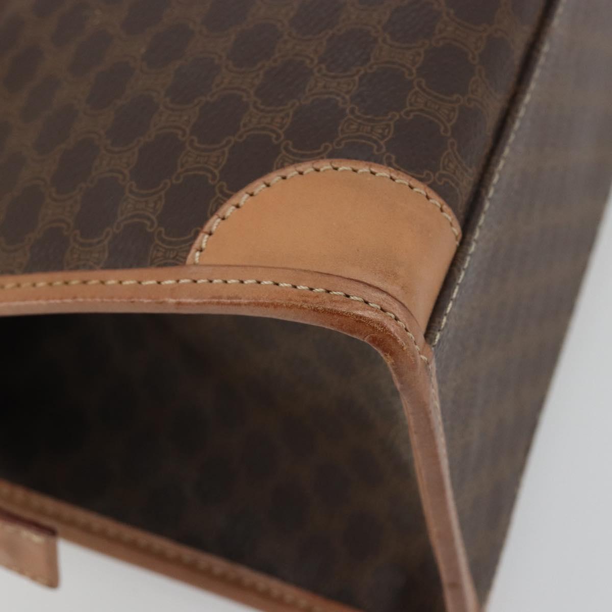 CELINE Macadam Canvas Hand Bag PVC Leather Brown Gold Auth am12382A