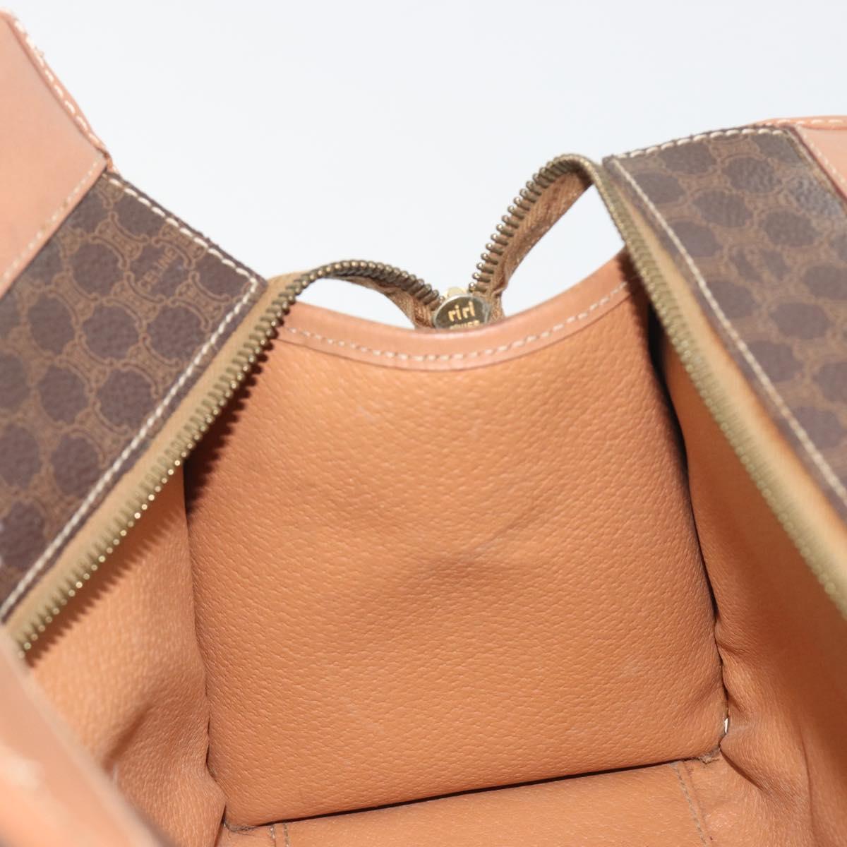 CELINE Macadam Canvas Hand Bag PVC Leather Brown Gold Auth am12382A
