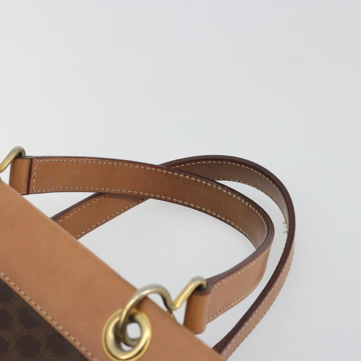 CELINE Macadam Canvas Hand Bag PVC Leather Brown Gold Auth am12382A