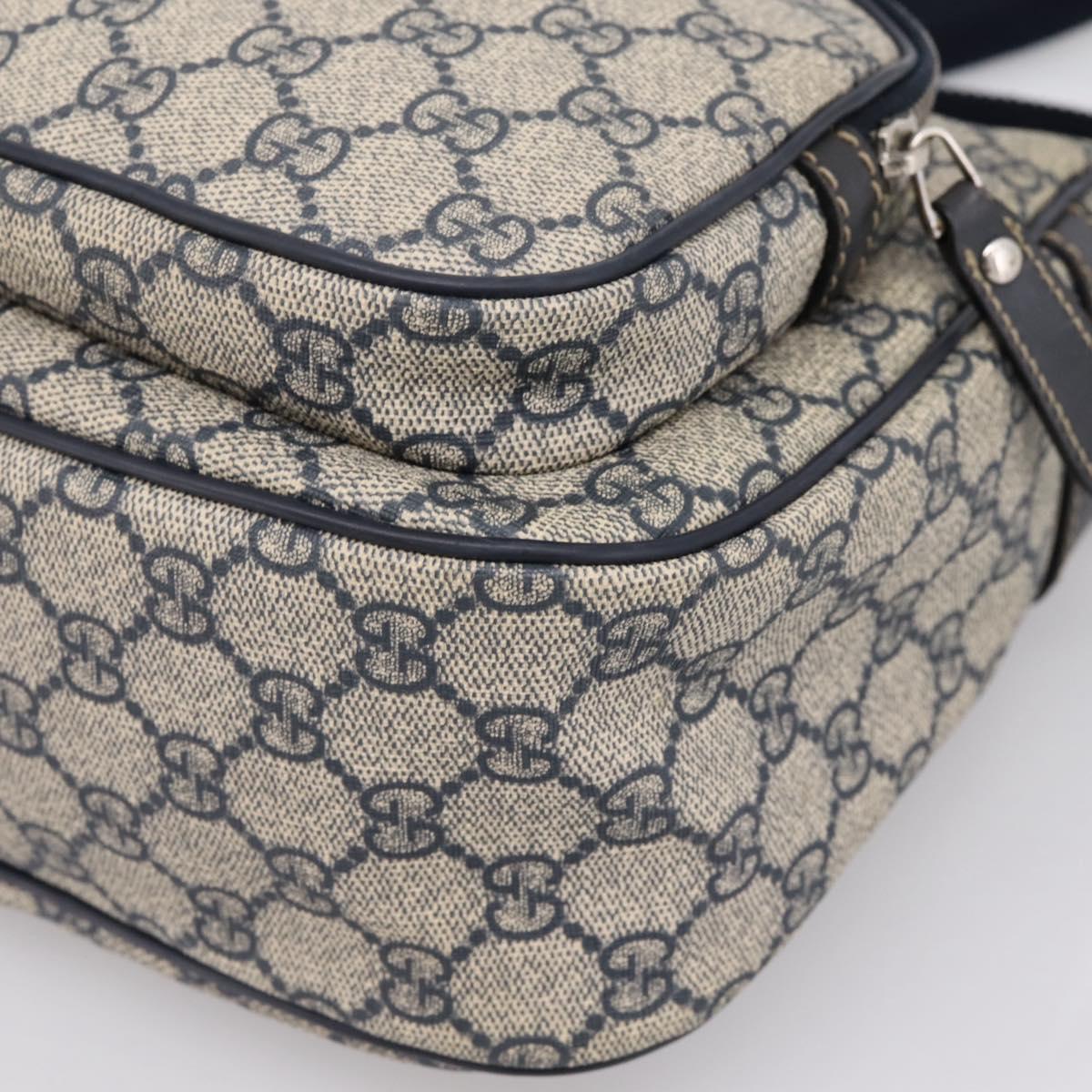 GUCCI GG Supreme Shoulder Bag PVC Navy Silver 246881 Auth am12385A