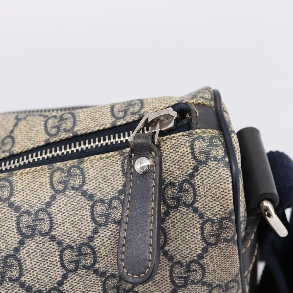 GUCCI GG Supreme Shoulder Bag PVC Navy Silver 246881 Auth am12385A
