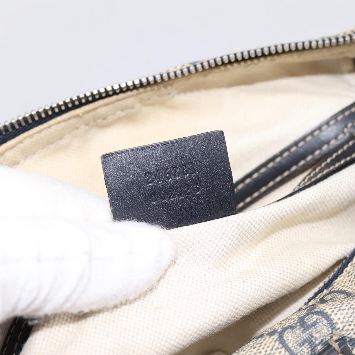 GUCCI GG Supreme Shoulder Bag PVC Navy Silver 246881 Auth am12385A