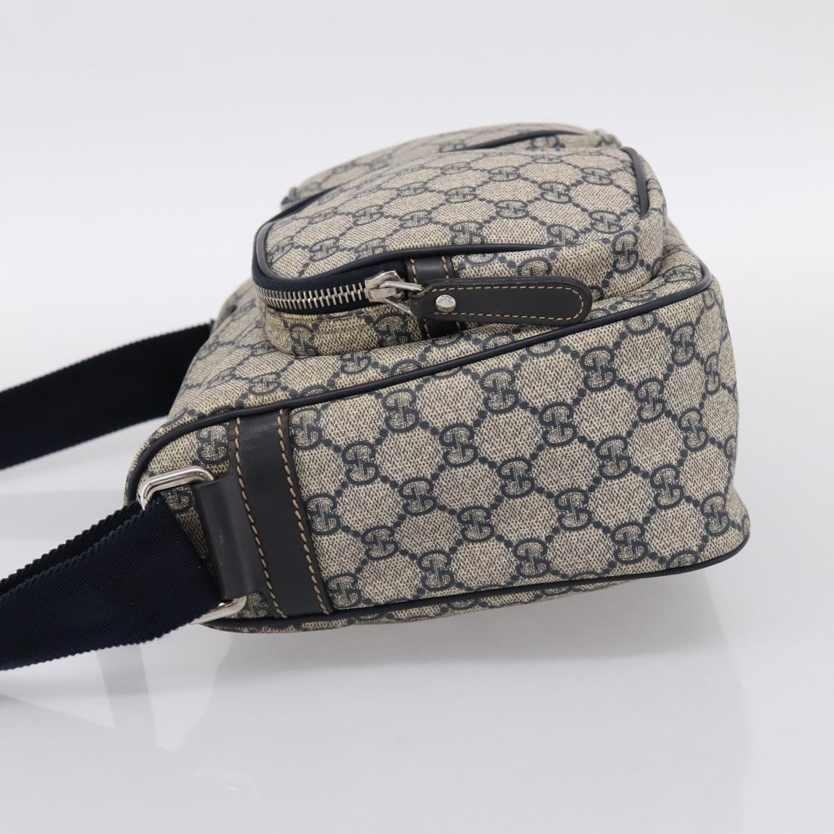 GUCCI GG Supreme Shoulder Bag PVC Navy Silver 246881 Auth am12385A
