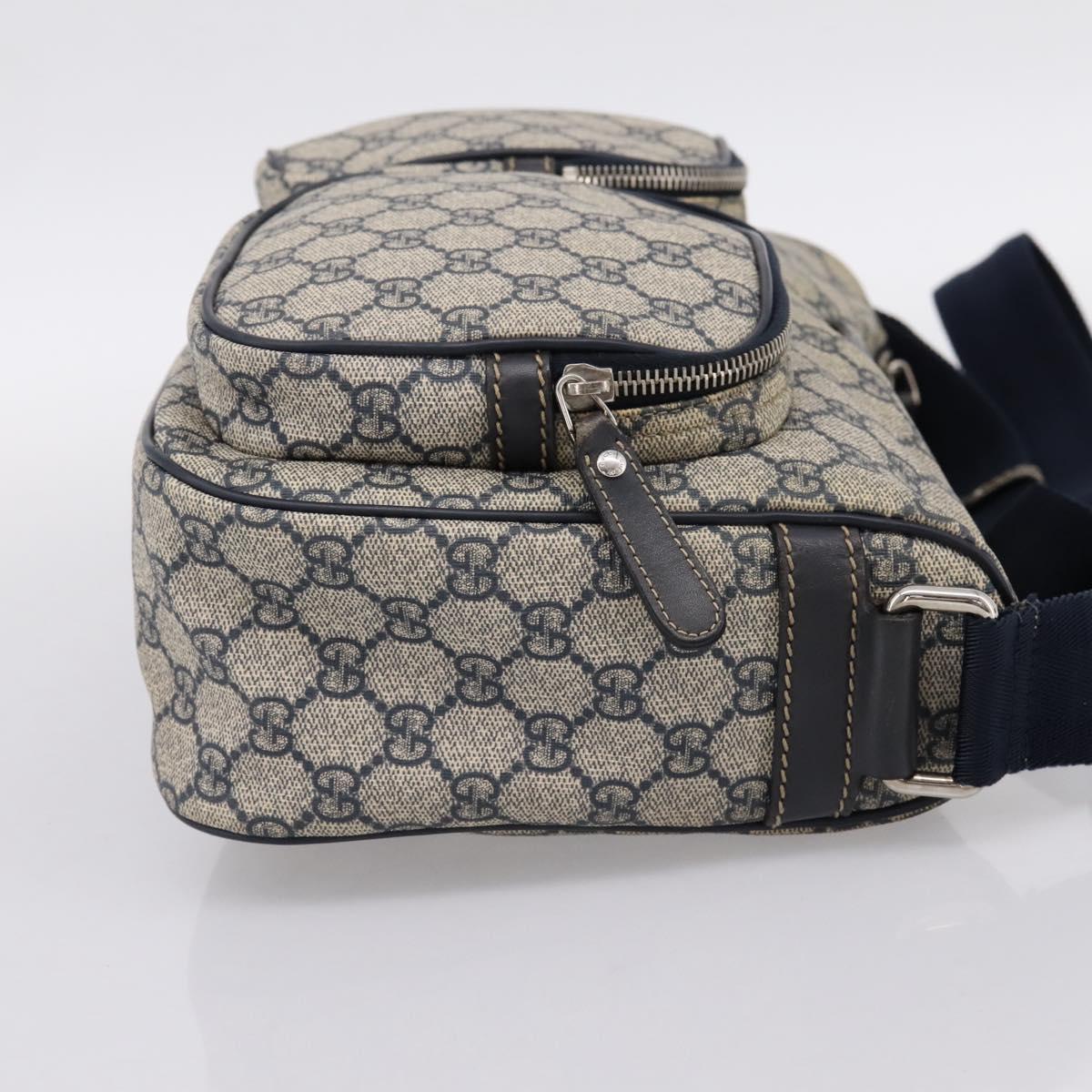 GUCCI GG Supreme Shoulder Bag PVC Navy Silver 246881 Auth am12385A