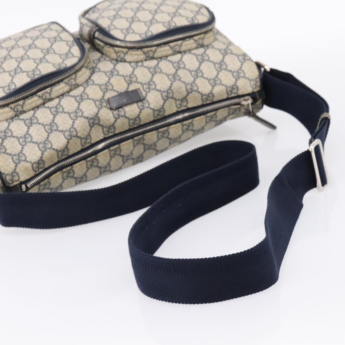 GUCCI GG Supreme Shoulder Bag PVC Navy Silver 246881 Auth am12385A
