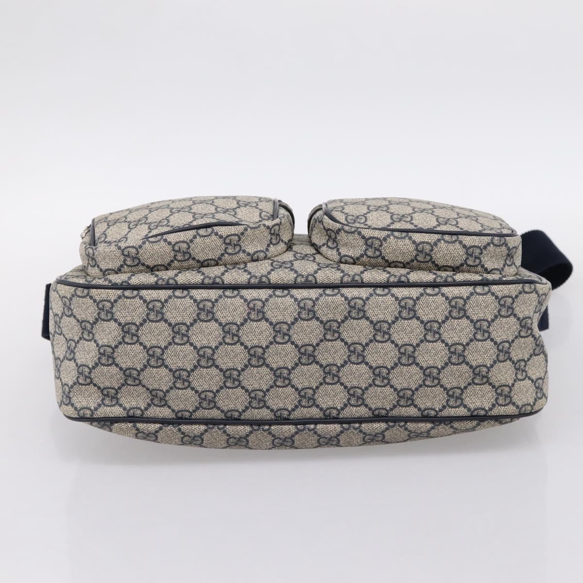 GUCCI GG Supreme Shoulder Bag PVC Navy Silver 246881 Auth am12385A
