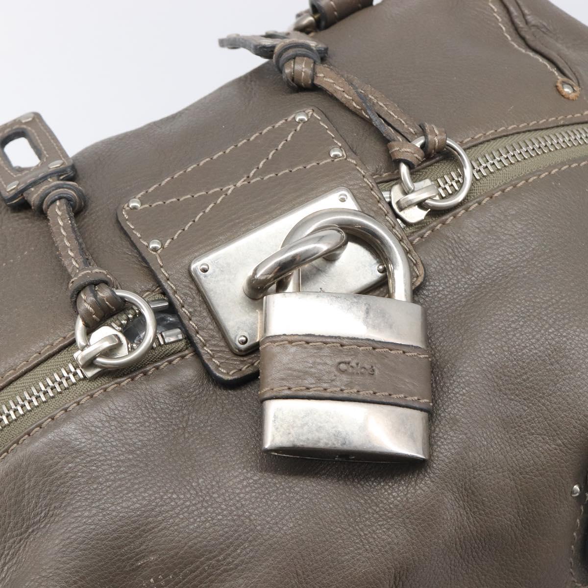 Chloe Paddington Hand Bag Leather Gray Silver Auth am12387V
