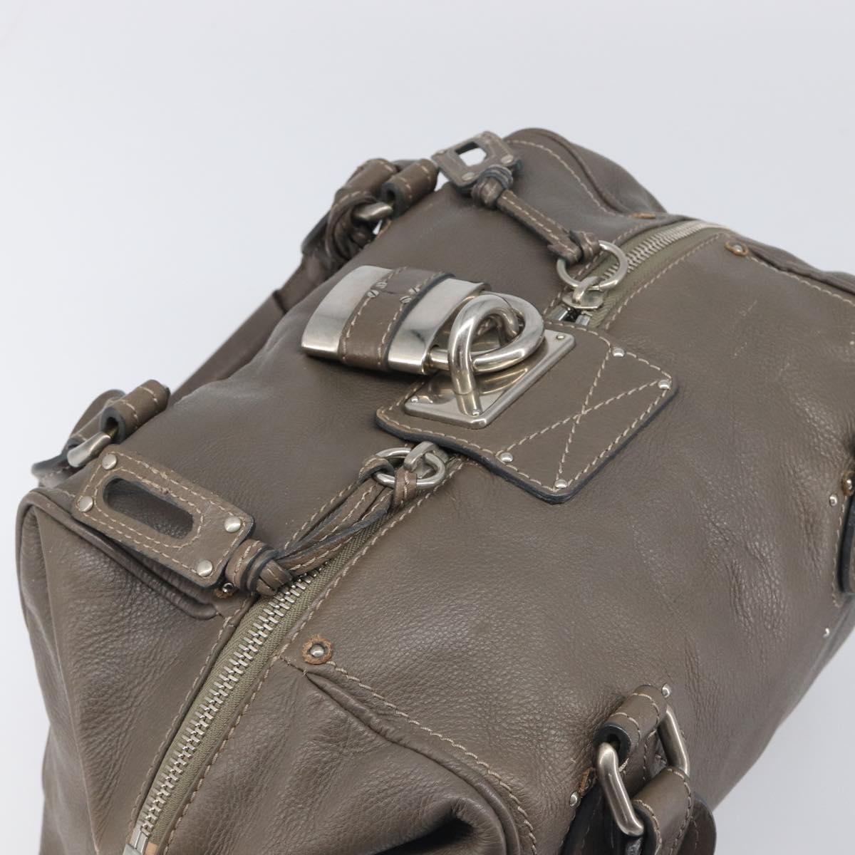 Chloe Paddington Hand Bag Leather Gray Silver Auth am12387V