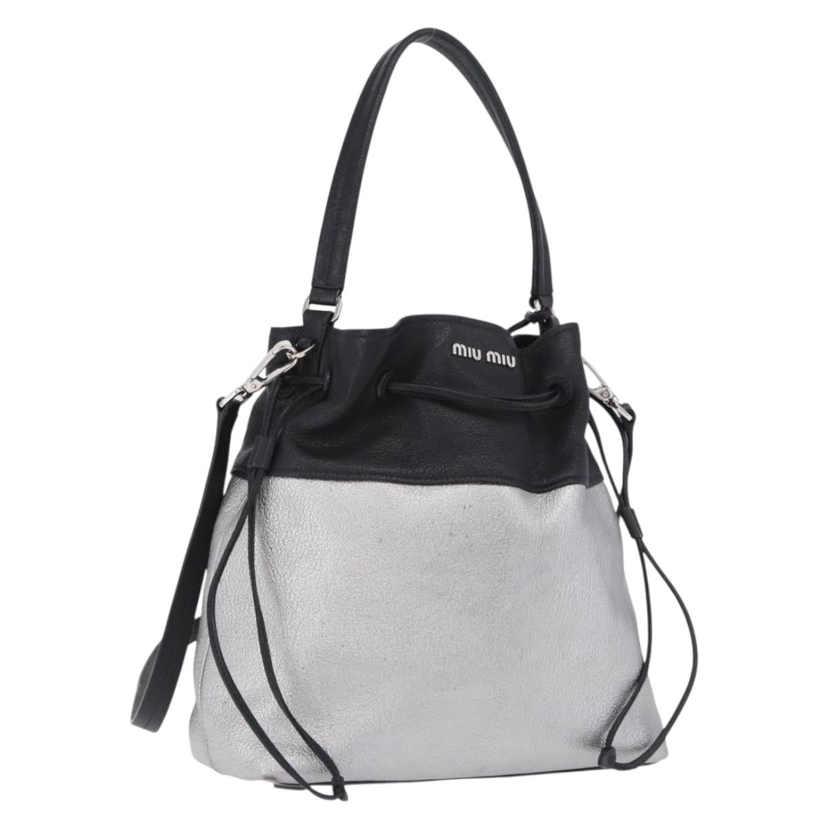 Miu Miu Shoulder Bag Leather Silver R1129C Auth am12389A
