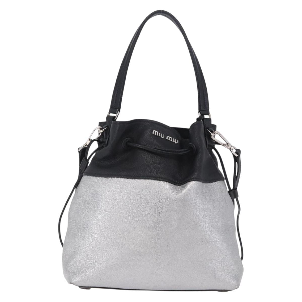 Miu Miu Shoulder Bag Leather Silver R1129C Auth am12389A