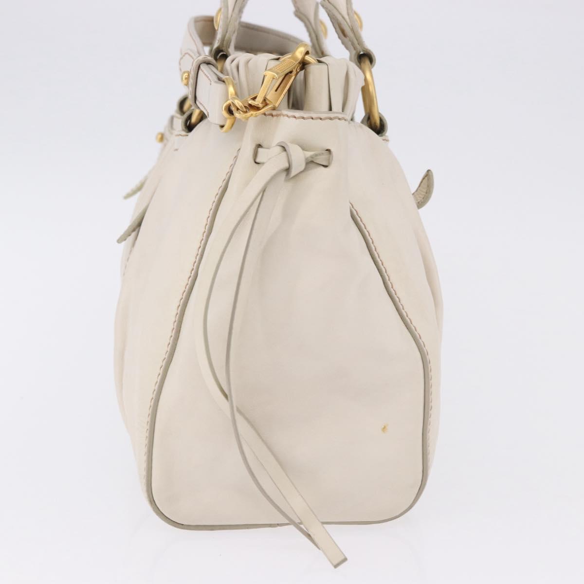 Miu Miu Hand Bag Leather 2way White Gold RT0383 Auth am12391V